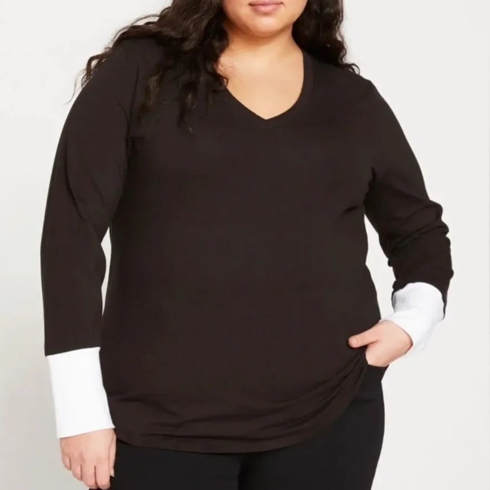 Universal standard rhine colorblock cuff top